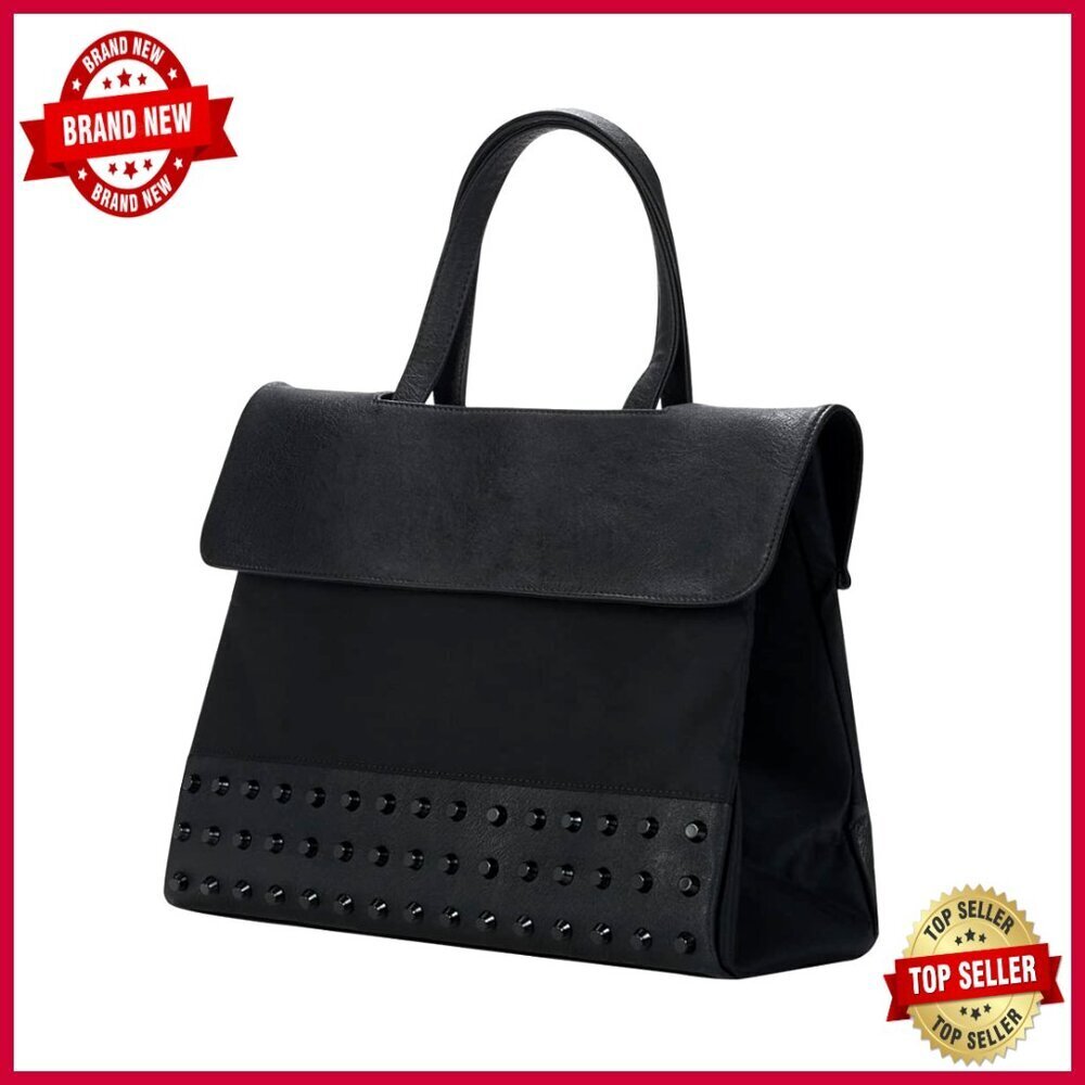 Large PU Leather Tote Bag with Studs, Magnetic Closure, Shoulder Strap